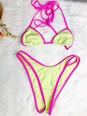 Frankies Bikinis Candy Shop Bikini SMALL NIKKI TOP DOVE BOTTOM NWOT